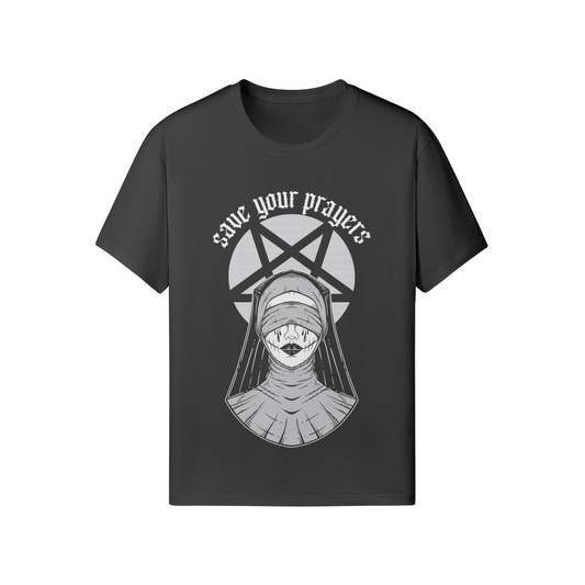 Save Your Prayers Black T Shirt | Midnite Apparel | Streetwear Style Rave Clothing